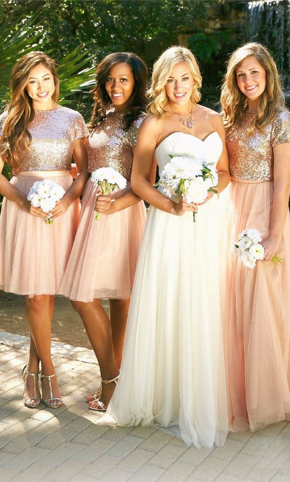 sparkly bridesmaid dresses short sleeve ...